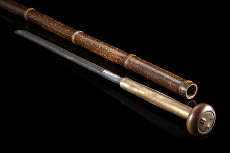 Bastone da assaggiatore di formaggi in bambù con pomolo celante un'asta in otto