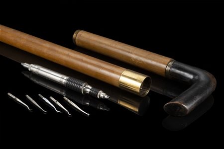 Bastone da dentista in bambù con impugnatura curva svitabile lungo l'anello in