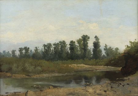 CARLO PIACENZA<BR>Torino 1814 - 1887<BR>"Paesaggio lacustre"