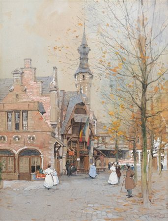 HENRY CASSIERS<BR>Antwerp (Belgio) 1858-1944 Ixelles (Belgio)<BR>"Veduta di paese"