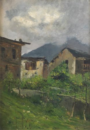 GIUSEPPE AUGUSTO LEVIS<BR>Chiomonte (TO) 1873 - 1926 Racconigi (CN)<BR>"Baite in montagna"