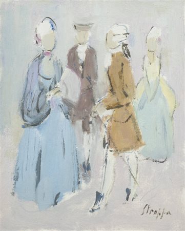 LEONARDO STROPPA<BR>Torino 1900 - 1991<BR>"Dame e cavalieri"