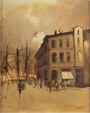 EDMONDO MANEGLIA<BR>Koziu (Turchia) 1925 - 2003 Torino<BR>"Veduta di città"