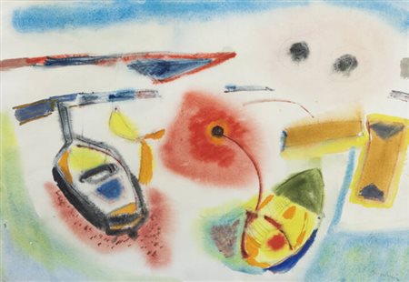 ENRICO PAULUCCI<BR>Genova 1901 - 1999 Torino<BR>"Barche in rada"