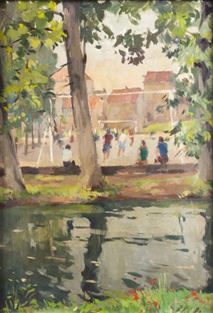 TEONESTO DEABATE<BR>Torino 1898 - 1981<BR>"Partita di calcio" 1967