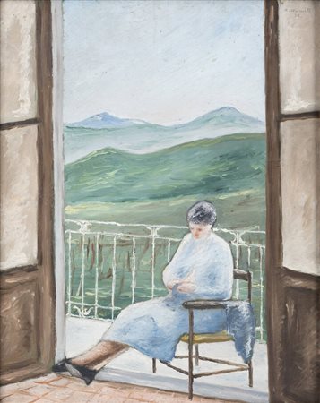 ROMANO ROMITI<BR>Firenze 1906-951 Milano<BR>"Donna seduta al balcone" 1932