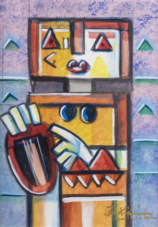 IBRAHIM KODRA<BR>Albania 1918 – 2006 Milano<BR>"Idolo con Jkenile"