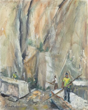 ALFREDO CATARSINI<BR>Viareggio (LU) 1899 - 1993<BR>"Composizione con personaggi" 1962