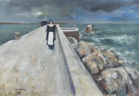 ALFREDO CATARSINI<BR>Viareggio (LU) 1899 - 1993<BR>"Il canale di Viareggio" 1968