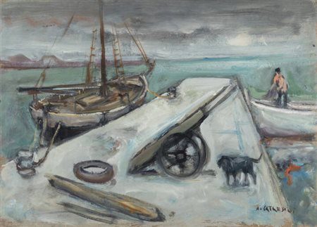 ALFREDO CATARSINI<BR>Viareggio (LU) 1899 - 1993<BR>"Veliero" 1952