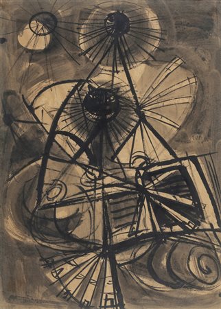 LUIGI SPAZZAPAN (1889-1958) <br>Santone con gatto 