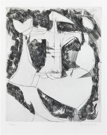 MARINO MARINI<BR>Pistoia 1901 - 1980<BR>"Cavallo e cavaliere"