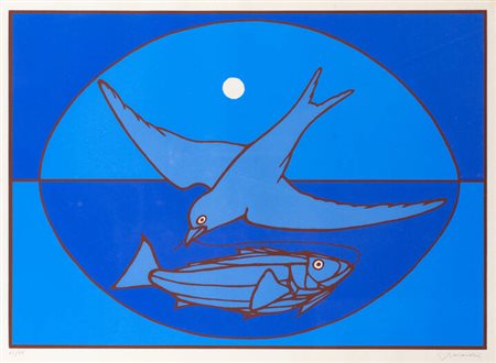 FRANCESCO CASORATI<BR>Torino 1934 - 2013<BR>"Colomba e pesce"