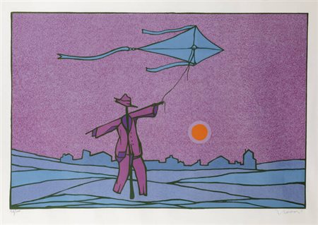 FRANCESCO CASORATI<BR>Torino 1934 - 2013<BR>"Spaventapasseri con aquilone"