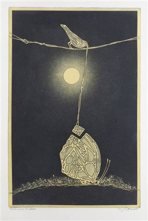 FRANCESCO CASORATI<BR>Torino 1934 - 2013<BR>"Farfalla e uccello"