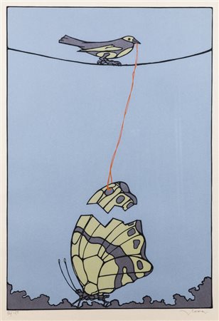 FRANCESCO CASORATI<BR>Torino 1934 - 2013<BR>"Uccello e farfalla"