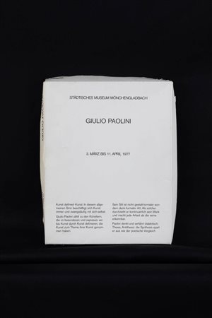 GIULIO PAOLINI<BR>Genova 1940<BR>"Giulio Paolini. Städtisches Museum Mönchengladbach - 3 marz bis 11. April 1977"