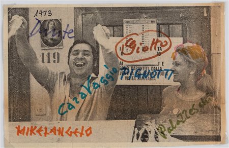 Lamberto Pignotti (Firenze 1926)  - Giotto-Caravaggio-Michelangelo-Dante-Palazzeschi, 1973