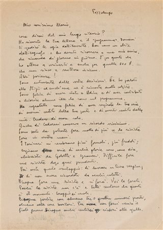 Ugo Mulas (1928-1973)  - Lettera indirizzata a Mario Cerroni