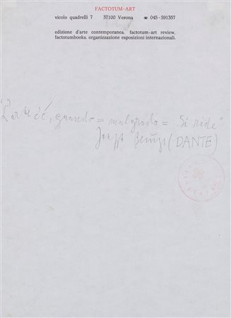 Joseph Beuys (Krefeld 1921-Düsseldorf 1986)  - L'arte c'è, quando = malgrado = si ride