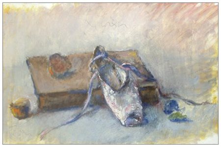 FEDERICO CRESCI Livorno 1941 Scarpette, 2001 Olio su cartone 35 x 55. Firma...