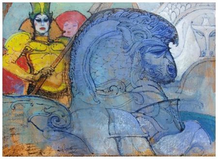 RAFFAELE DE ROSA Podenzana 1940 Senza titolo Olio su tavola 25 x 35. Firma in...