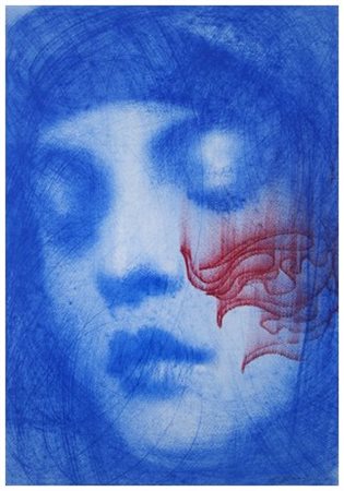 OMAR GALLIANI Montecchio Emilia 1954 Blù, soltanto blù Pastelli policromi su...