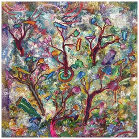 LUCA ALINARI Firenze 1943 Senza titolo Olio su tela jeans 90 x 90. Firma in...