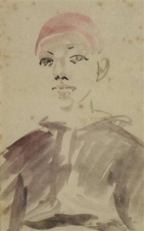 Mario Marcucci RITRATTO tempera su carta, cm 20x12 sigla L'opera presenta...