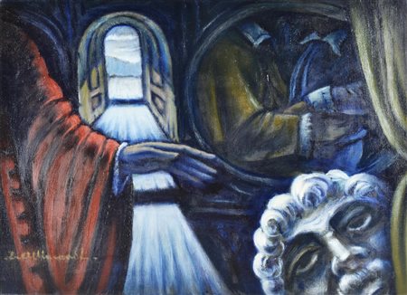 Enrico Allimandi LA MANO olio su tela, cm 54x73 firma eseguito nel 1966 circa