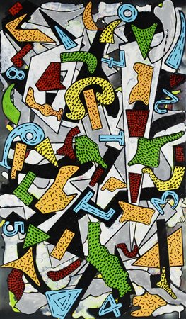 Dalila Crotti DRIP 609 acrilico su tavola, cm 112x64 sul retro: firma,...