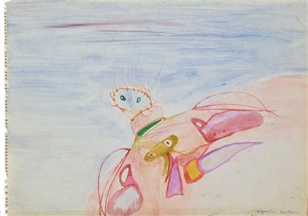 Dando MEDUSA E POLPO TRA LE CONCHIGLIE tecnica mista su carta, cm 34,7x50,2...