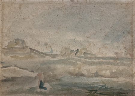 Mario Marcucci PAESAGGIO acquarello su carta, cm 23x33 firma L'opera presenta...