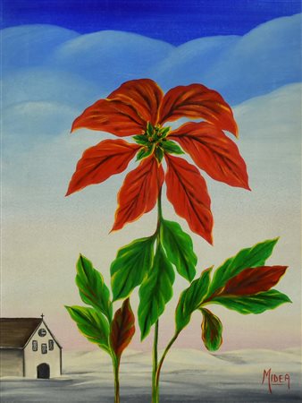 Midea STELLA DI NATALE olio su tela, cm 40x30 firma sul retro: Certificato di...