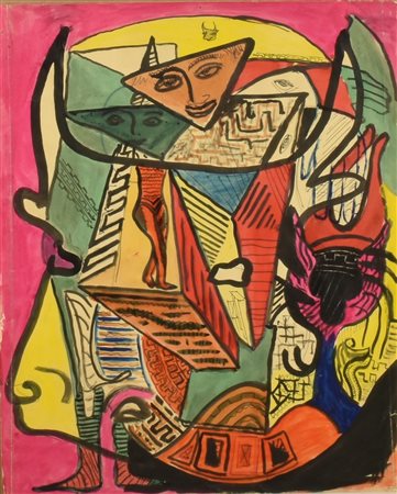 Ignoto COMPOSIZIONE acquerello su carta, cm 34,5x43