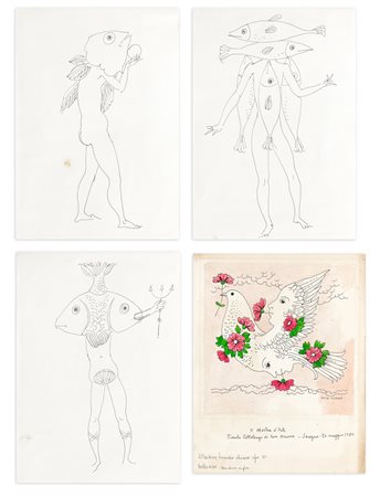 LUCA CRIPPA (1924-2002) - Lotto unico composto da 4 disegni