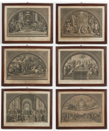 VOLPATO GIOVANNI (1733 - 1803) - Sei incisioni tratte dalle opere di Raffaello Sanzio nelle Stanze Vaticane.