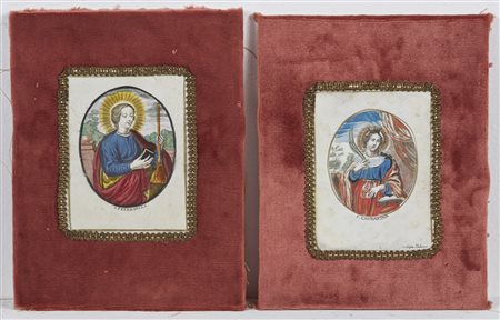 HUBERTI O HUYBRECHTS GASPAR (1619 - 1684) - Coppia di litografie raffiguranti Santa Petronilla e Santa Caterina d'Alessandria.