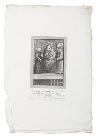  INCISORE DEL XIX SECOLO - Vero ritratto di Maria SS. delle Carceri che si venera nella città di Prato. .