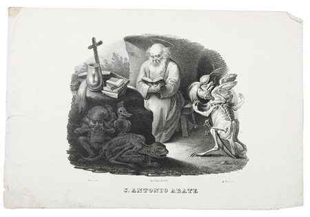  INCISORE DEL XIX SECOLO - S. Antonio Abate.