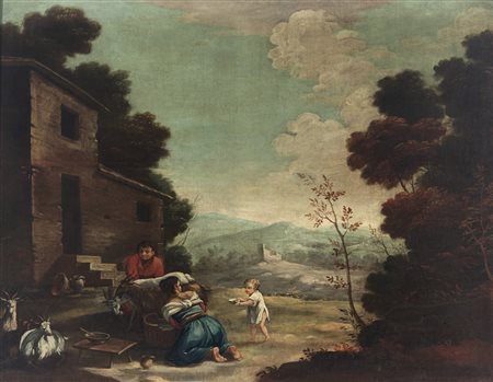 ARTISTA VENETO DEL XVIII SECOLO  - Scena campestre.