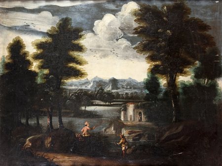ARTISTA VENETO DEL XVII SECOLO  - Figure in un paesaggio.
