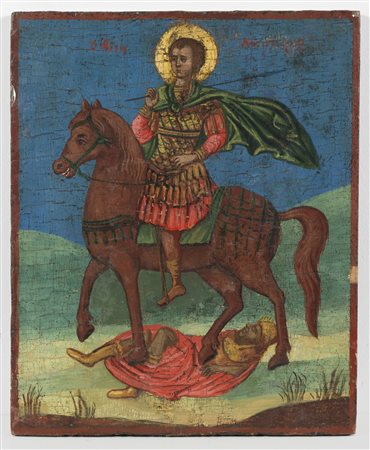  ICONA GRECA DEL XIX SECOLO - San Demetrio di Tessalonica.