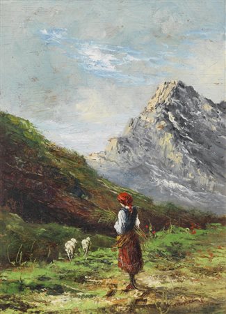 MANCINI (1900-?) FRANCESCO PAOLO - Paesaggio con armenti e pastorella.
