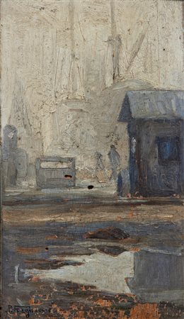 FRAGIACOMO PIETRO (1856 - 1922) - Paesaggio con case. .