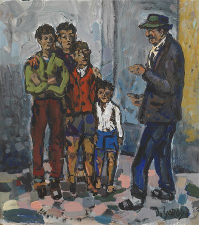 GAROSIO OTTORINO (1904 - 1980) - Paesaggio con personaggi.