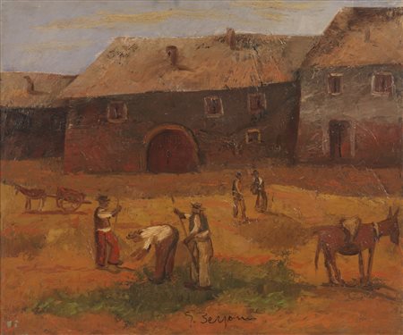 BERGOMI GIACOMO (1923 - 2003) - Paesaggi con contadini e animali. .