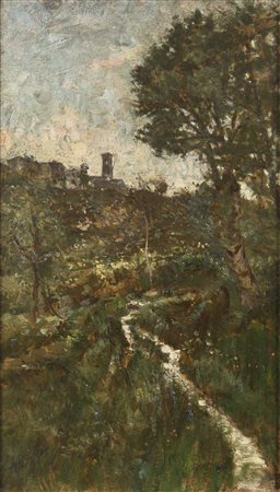 BOSIO GIANBATTISTA (1873 - 1946) - Paesaggio con campanile.