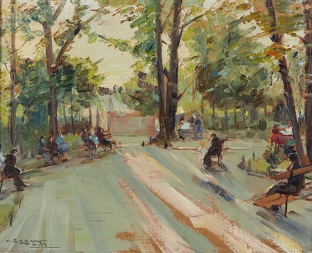 SOGARO OSCAR (1888 - 1967) - Paesaggio con personaggi. .