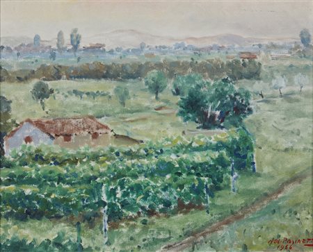PASINETTI GIOVANNI NEI (1894 - 1979) - Paesaggio montano con casolare. .